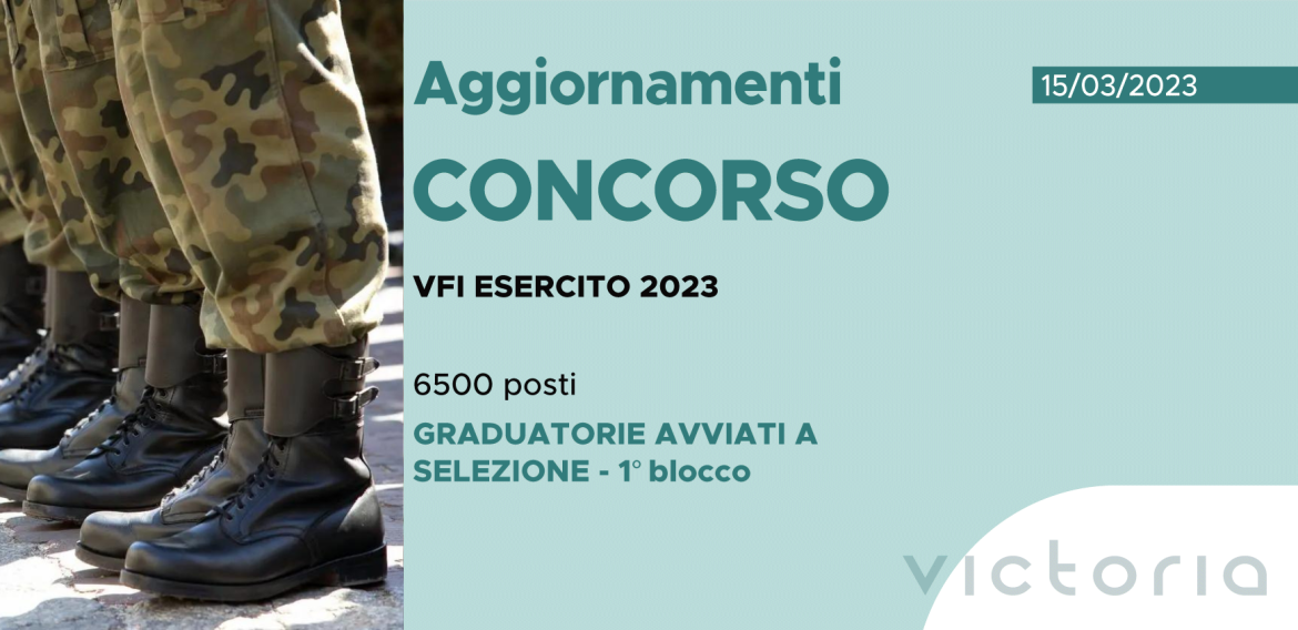 CONCORSO 6500 VFI ESERCITO 2023 – GRADUATORIE AVVIATI A SELEZIONE (1° BLOCCO)