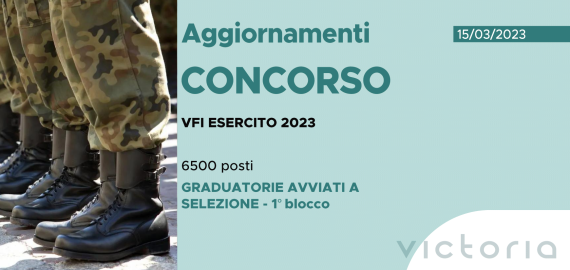 CONCORSO 6500 VFI ESERCITO 2023 – GRADUATORIE AVVIATI A SELEZIONE (1° BLOCCO)