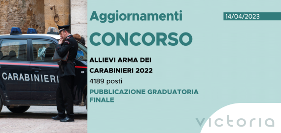 CONCORSO 4189 ALLIEVI CARABINIERI 2022 – PUBBLICAZIONE GRADUATORIE