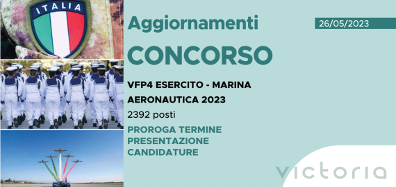 CONCORSO 2392 VFP4 ESERCITO MARINA AERONAUTICA 2023 – PROROGA PRESENTAZIONE CANDIDATURE