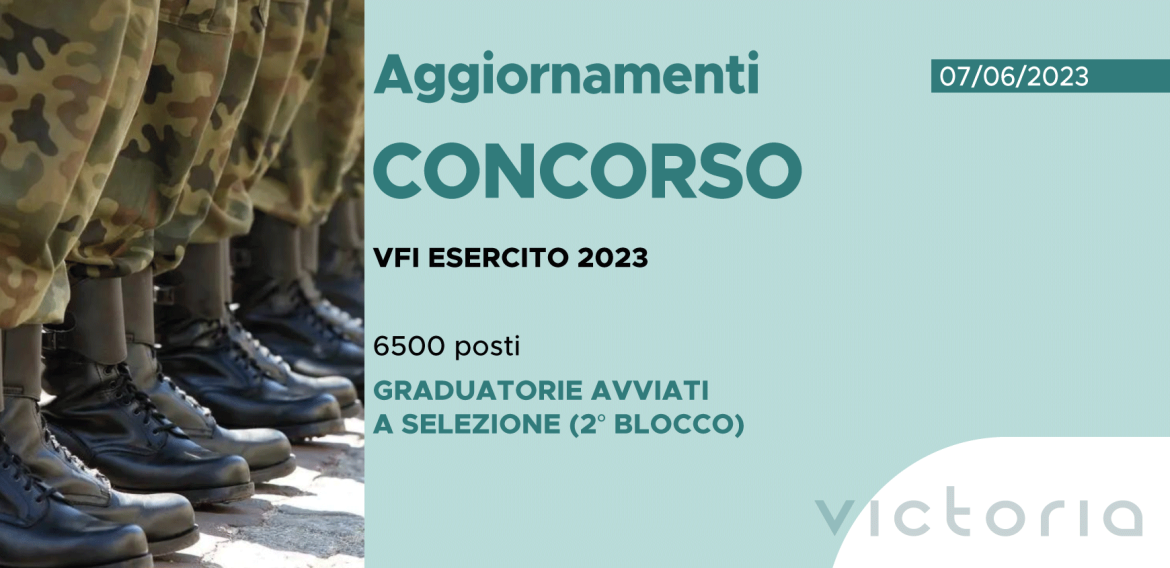 CONCORSO 6500 VFI ESERCITO 2023 – GRADUATORIE AVVIATI A SELEZIONE (2° BLOCCO)