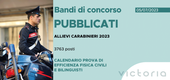 CONCORSO 3763 ALLIEVI CARABINIERI 2023 – CALENDARIO PROVA DI EFFICIENZA FISICA CIVILI E BILINGUISTI