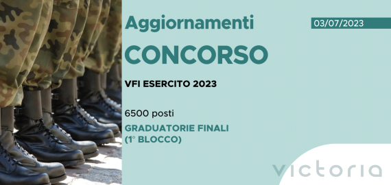 CONCORSO 6500 VFI ESERCITO 2023 – GRADUATORIE FINALI (1° BLOCCO)