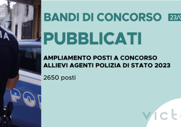 CONCORSO 1650 ALLIEVI AGENTI POLIZIA DI STATO 2023 (APERTO AI CIVILI) – DECRETO AMPLIAMENTO POSTI