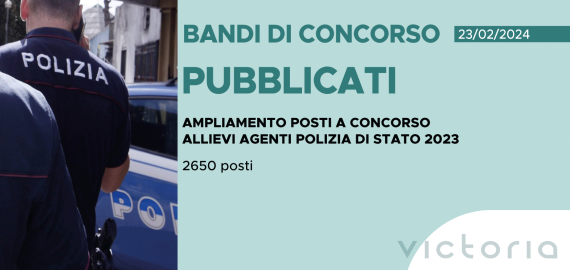 CONCORSO 1650 ALLIEVI AGENTI POLIZIA DI STATO 2023 (APERTO AI CIVILI) – DECRETO AMPLIAMENTO POSTI
