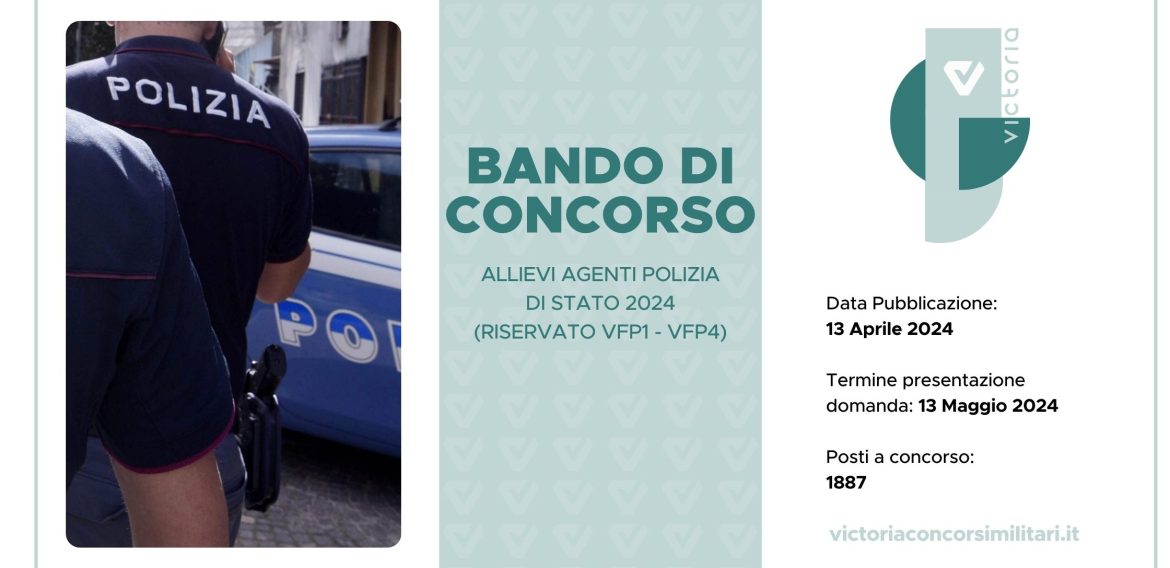 CONCORSO 1887 ALLIEVI AGENTI POLIZIA DI STATO 2024 (RISERVATO VFP1 – VFP4)