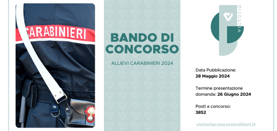 CONCORSO 3852 ALLIEVI CARABINIERI 2024 – APERTO AI CIVILI