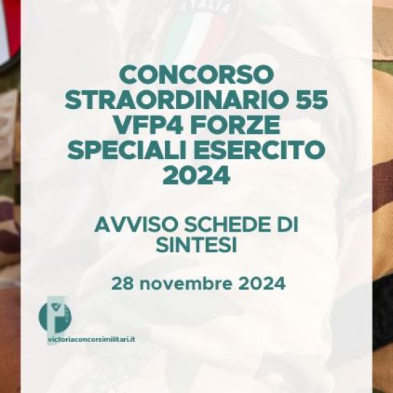 Concorso Straordinario 55 VFP4 Forze Speciali Esercito 2024 – Avviso Schede di Sintesi