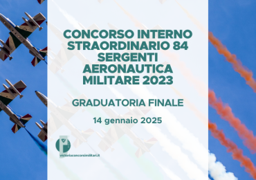 Concorso Interno Straordinario 84 Sergenti Aeronautica Militare 2023 – Graduatoria Finale