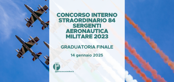 Concorso Interno Straordinario 84 Sergenti Aeronautica Militare 2023 – Graduatoria Finale
