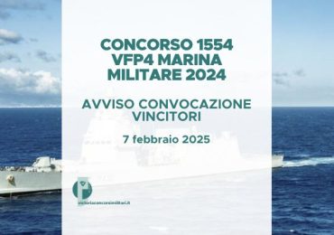 Concorso 1554 VFP4 Marina Militare 2024 – Avviso Convocazione Vincitori