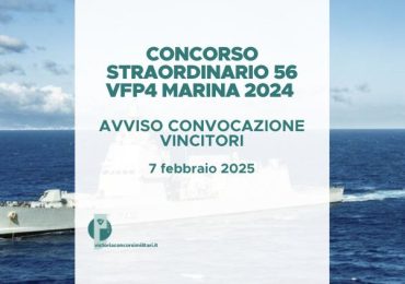 Concorso Straordinario 56 VFP4 Marina 2024 – Avviso Convocazione Vincitori