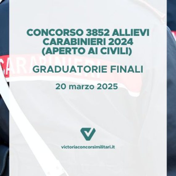 Concorso 3852 Allievi Carabinieri 2024 (Aperto ai Civili) – Graduatorie Finali