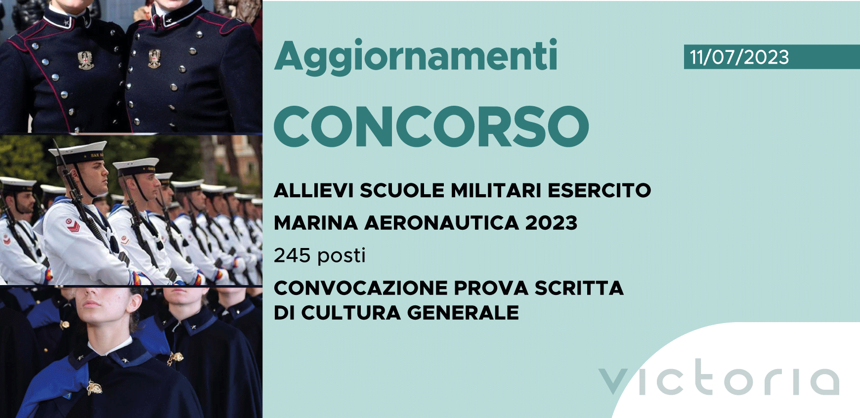 CONCORSO 245 ALLIEVI SCUOLE MILITARI ESERCITO, MARINA, AERONAUTICA 2023 – CONVOCAZIONE PROVA SCRITTA DI CULTURA GENERALE